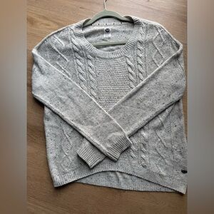 Roxy Women's Cable Knit Cream/Gray comfortable Sweater Sz Medium